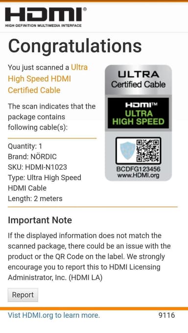 NÖRDIC CERTIFIED CABLES 2m Ultra High Speed HDMI 2.1 8K 60Hz 4K 120Hz 48Gbps Dynamic HDR eARC VRR nylonflätad kabel guldpläterade kontakter