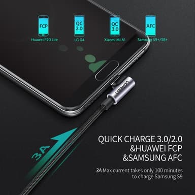 UGREEN vinklad USB C ha till USB A ha snabbladdning 3A 480Mbps 1m