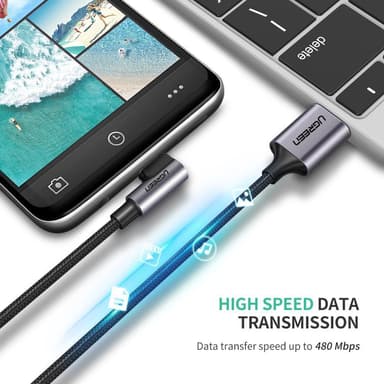 UGREEN vinklad USB C ha till USB A ha snabbladdning 3A 480Mbps 1m