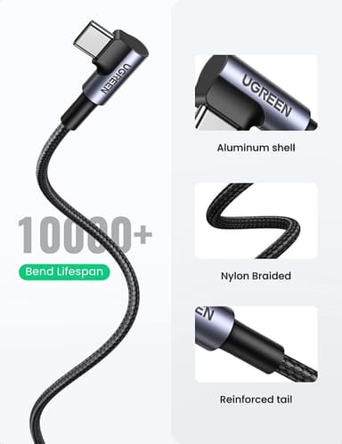 UGREEN vinklad USB C ha till USB A ha snabbladdning 3A 480Mbps 1m