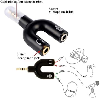 NÖRDIC Ljudadapter 3,5mm adapter till mic och hörlur