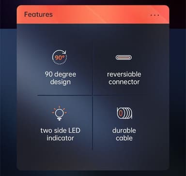 Mcdodo CA-8081 Vinklad USB C till vinklad USB C kabel 3A 60W för synkning och snabb laddning med LED svart 2m