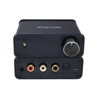 NÖRDIC Digital till Analog ljudomvandlare, SPDIF Toslink och Coaxial till RCA L/R audio och 3,5mm AUX utgång med volymkontroll DAC D/A omvandlare