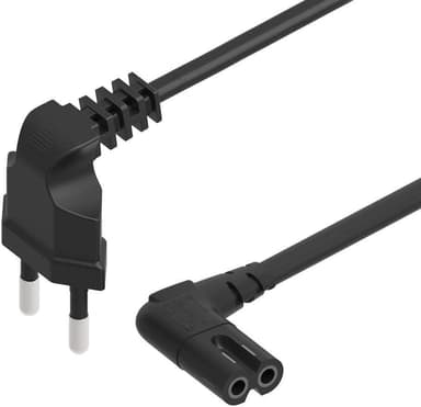 NÖRDIC Strömkabel vinklad 1m 230V apparatkabel