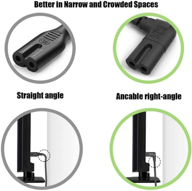 NÖRDIC Strömkabel vinklad 1m 230V apparatkabel