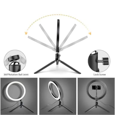 LED Ring Light 30cm diameter med mobilhållare med tripod och golvstativ 10 steg dimbar tre ljusläge selfie lampa ring lampa