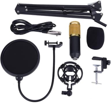 NÖRDIC BM800 Mikrofonkit med kondensator mikrofon, bordsstativ popfilter stötfäste ljudkabel BM-800