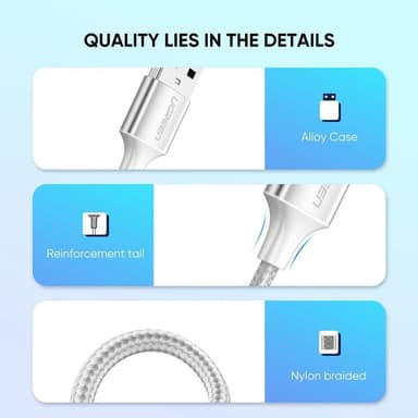 UGREEN USB C ha till USB A ha snabbladdning 3A 480Mbps 50cm vit
