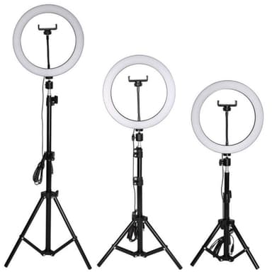 LED Ring Light 30cm diameter med mobilhållare med tripod och golvstativ 10 steg dimbar tre ljusläge selfie lampa ring lampa