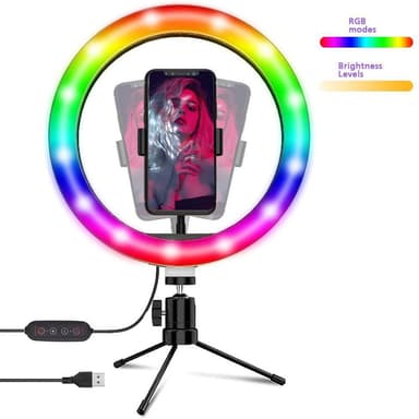 RGB LED Ring Light 30cm diameter med mobilhållare tripod 5 steg dimbar 19 ljusläge selfie lampa ring lampa ring ljus