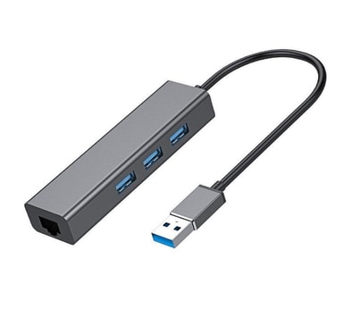 NÖRDIC USB3.1 till Giga nätverksadapter med 3xUSB3.1 hubb