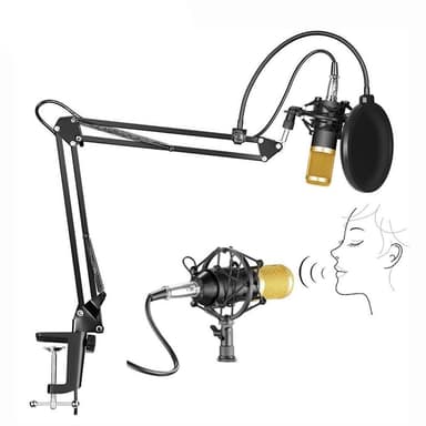 NÖRDIC BM800 Mikrofonkit med kondensator mikrofon, bordsstativ popfilter stötfäste ljudkabel BM-800