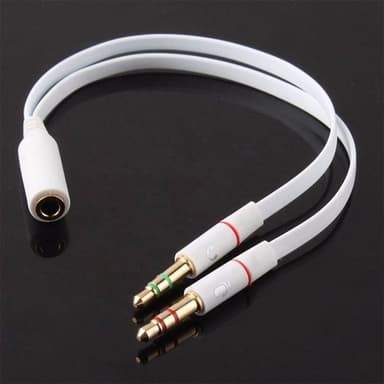NÖRDIC Ljudadapter headset till dator 2x3.5mm TRS hana till 1x3,5mm TRRS hona 10cm