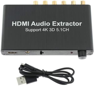 NÖRDIC 4K 3D HDMI Audio Extractor 5.1CH 6RCA stöd för DTS/AC3