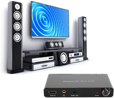 NÖRDIC 4K 3D HDMI Audio Extractor 5.1CH 6RCA stöd för DTS/AC3