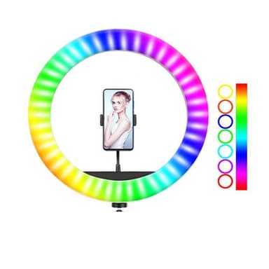 RGB LED Ring Light 30cm diameter med mobilhållare tripod 5 steg dimbar 19 ljusläge selfie lampa ring lampa ring ljus