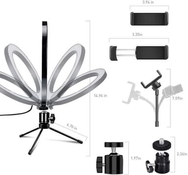 RGB LED Ring Light 30cm diameter med mobilhållare tripod 5 steg dimbar 19 ljusläge selfie lampa ring lampa ring ljus