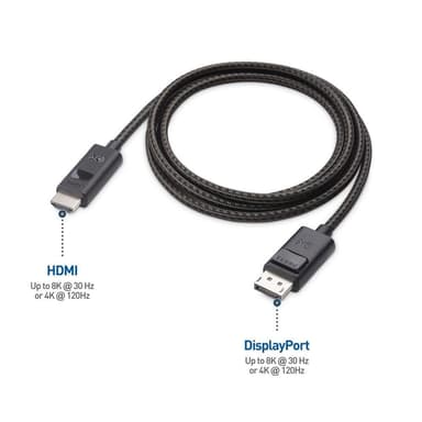 Cable Matters 1,8m Displayport 1.4 till HDMI 2.1 kabel 8K30Hz 4K120/144Hz