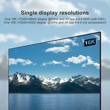 NÖRDIC 1m Displayport 2.1 kabel 16K60Hz 10K60Hz 80Gbps Dynamisk HDR