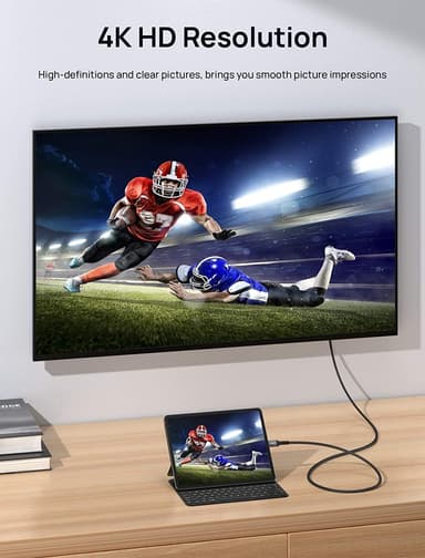 NÖRDIC 1,8m USBC till HDMI 4K 60Hz kabel svart stöd för HDCP1.4 och 2.2 Ren koppar 99,99%