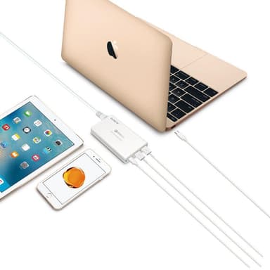 NÖRDIC 1xUSB C laddningsstation 40W Power Delivery 3.0, 2xUSB A QuickCharger QC3.0 total 40W