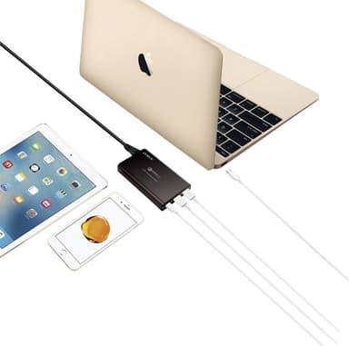 NÖRDIC 1xUSB C laddningsstation 40W Power Delivery 3.0, 2xUSB A QuickCharger QC3.0 total 40W
