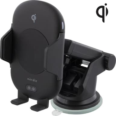 NÖRDIC Qi Certifierad Trådlös billaddare 10W med IR sensor öppnas och stängs automatisk