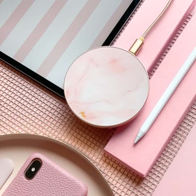 Marie Wolt trådlös laddare - Pink Marble/Gold