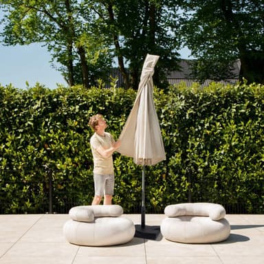 VONROC Parasoll Recanati Ø300cm – Premium parasoll -  Beige | Inkl. parasollfot 20kg