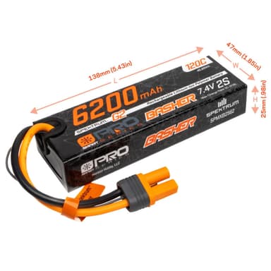 2s  6200mAh - 120C - Spektrum Basher LiPo G2 IC5