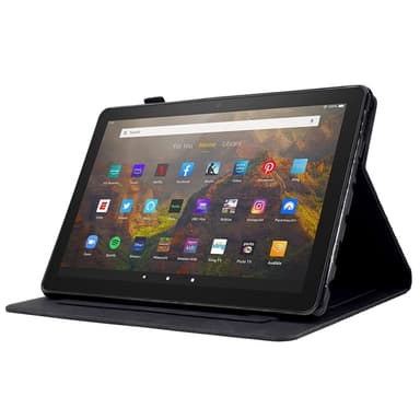 SKALO Amazon Fire HD 10/10 Plus (2021) Embossed PU-Läder Fodral - Svart
