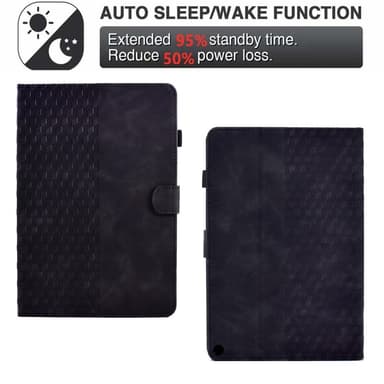 SKALO Amazon Fire HD 10/10 Plus (2021) Embossed PU-Läder Fodral - Svart