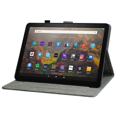 SKALO Amazon Fire HD 10/10 Plus (2021) Cute Tiger PU-Läder Fodral - Svart