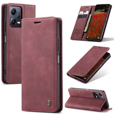 CaseMe Smart Magnet FlipCase Xiaomi Redmi Note 12 5G - Vinröd