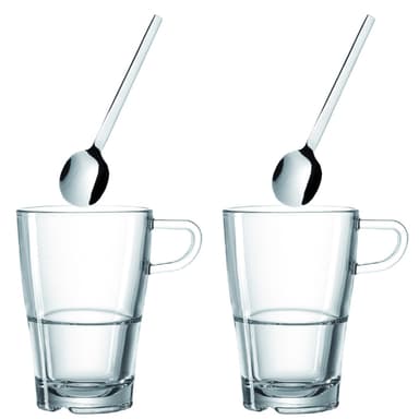 Kaffeset - Kaffekopp och sked x 2 - Latte Macchiato