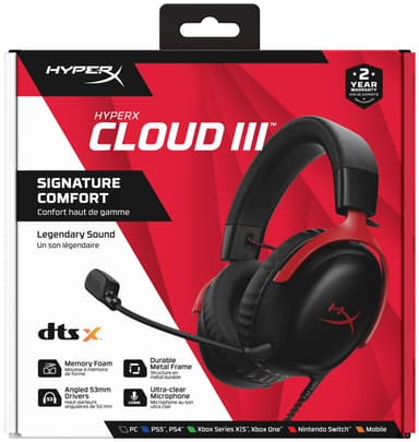 HyperX Cloud III gaming-headset (svart/röd)