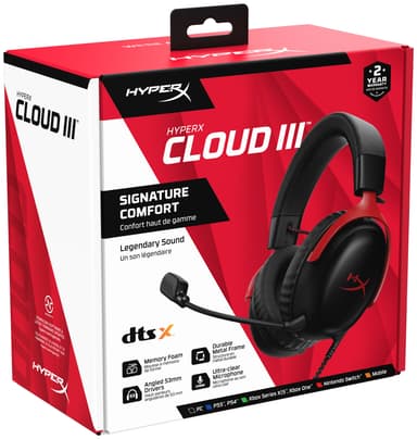 HyperX Cloud III gaming-headset (svart/röd)