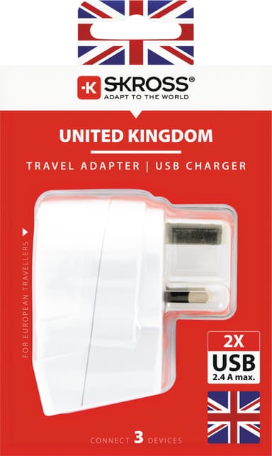 SKROSS El-Adapter USB Storbritannien