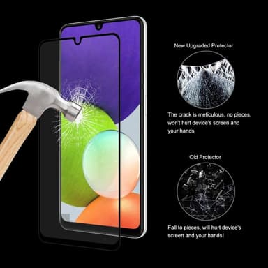 Samsung Galaxy A22 4G HAT PRINCE Heltäckande Härdat glas Svart