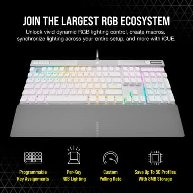 Corsair K70 PRO RGB mekaniskt tangentbord för gaming (vitt)