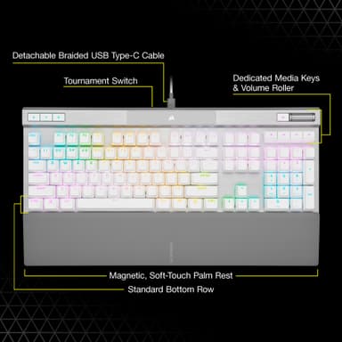 Corsair K70 PRO RGB mekaniskt tangentbord för gaming (vitt)