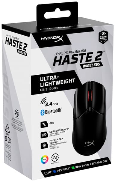 HyperX Pulsefire Haste 2 trådlös mus för gaming (svart)