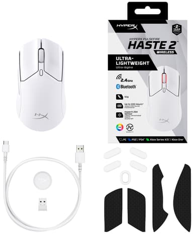 HyperX Pulsefire Haste 2 trådlös mus för gaming (vit)