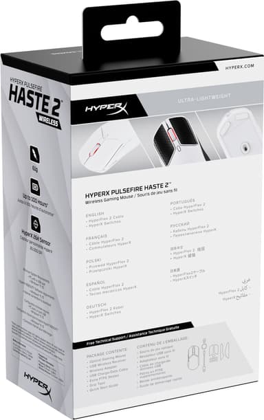 HyperX Pulsefire Haste 2 trådlös mus för gaming (vit)