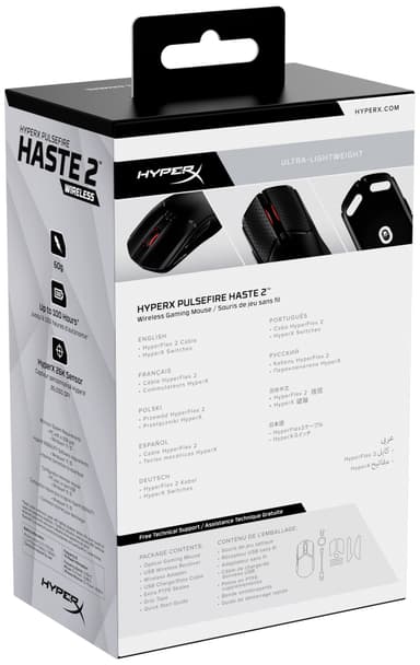 HyperX Pulsefire Haste 2 trådlös mus för gaming (svart)