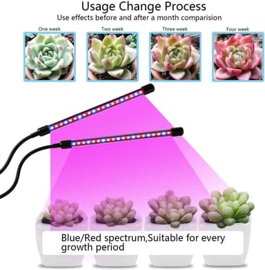 INF Växtlampa / växtbelysning med 2 flexibla LED lysrör