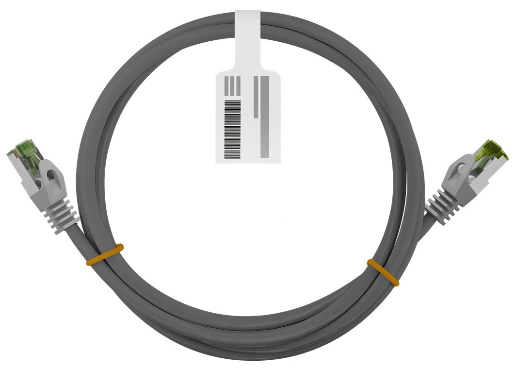 RJ45 patchkabel med CAT 8.1 S/FTP råkabel, AWG 26, grå
