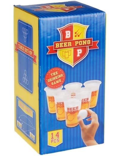Beerpong - Paket med 2st bollar och 12 plastmuggar