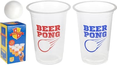 Beerpong - Paket med 2st bollar och 12 plastmuggar