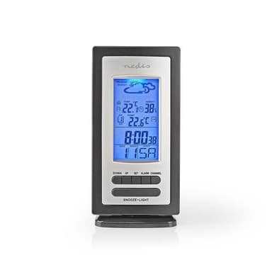 Nedis Väderstation | Inomhus & utomhus | Inklusive trådlös vädersensor | Väderprognos | Tidsdisplay | LCD-skärm | Alarmklockfunktion